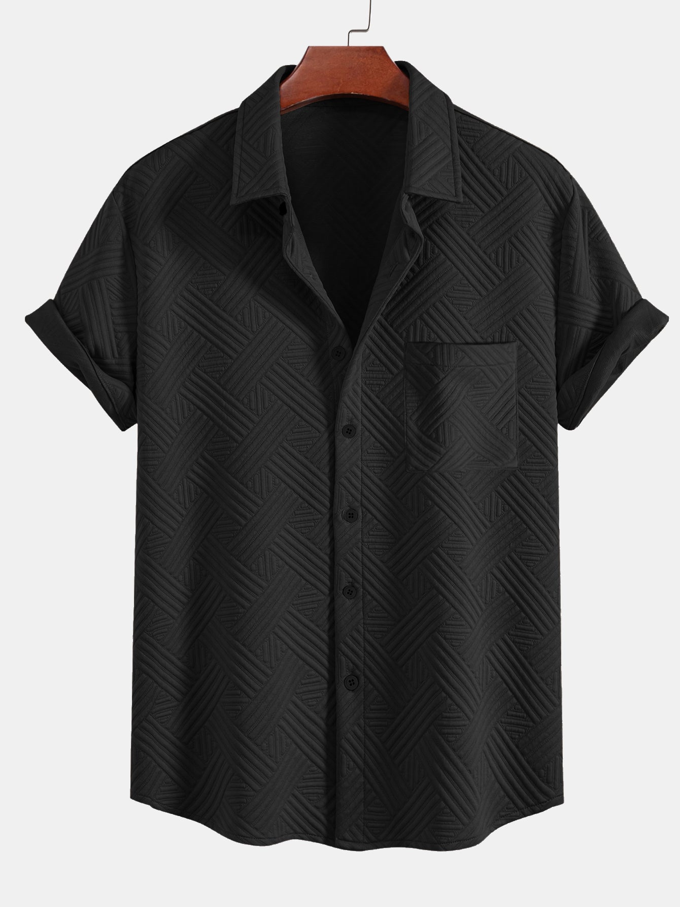 Gestreiftes Jacquard-Hemd mit Knopfleiste und Shorts mit Kordelzug