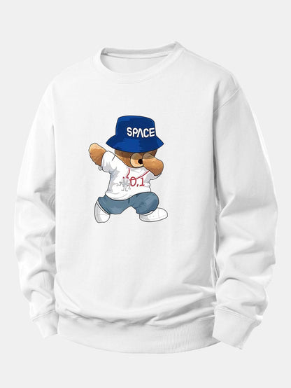 Sweatshirt mit Bärenmotiv und Hut, lockere Passform