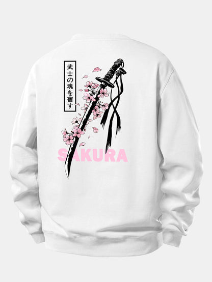 Sakura Katana Relaxed Fit Sweatshirt with Back Print