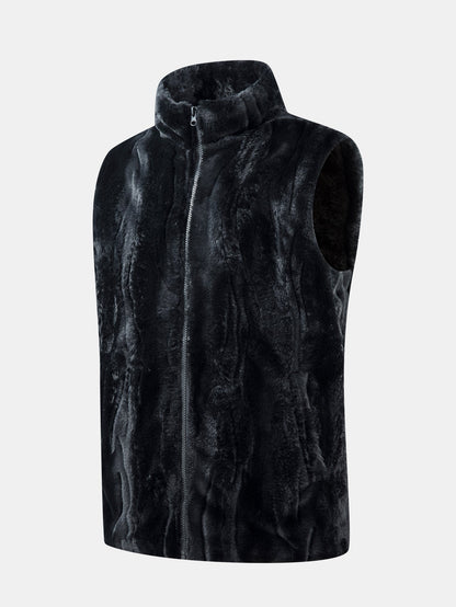 Stehkragen Weste aus Kunstpelz mit Reißverschluss