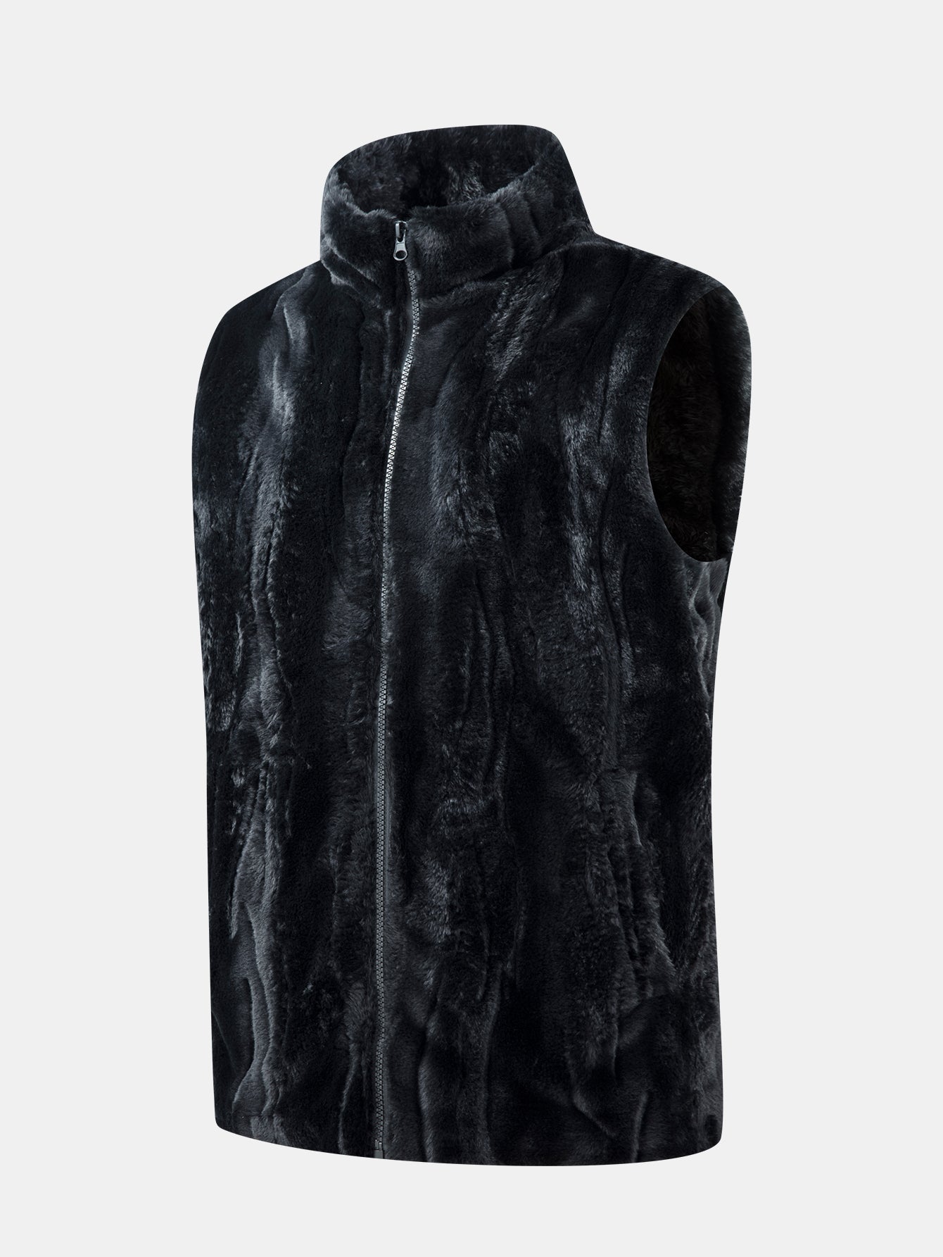 Kunstpelz Reißverschluss Stehkragen Weste