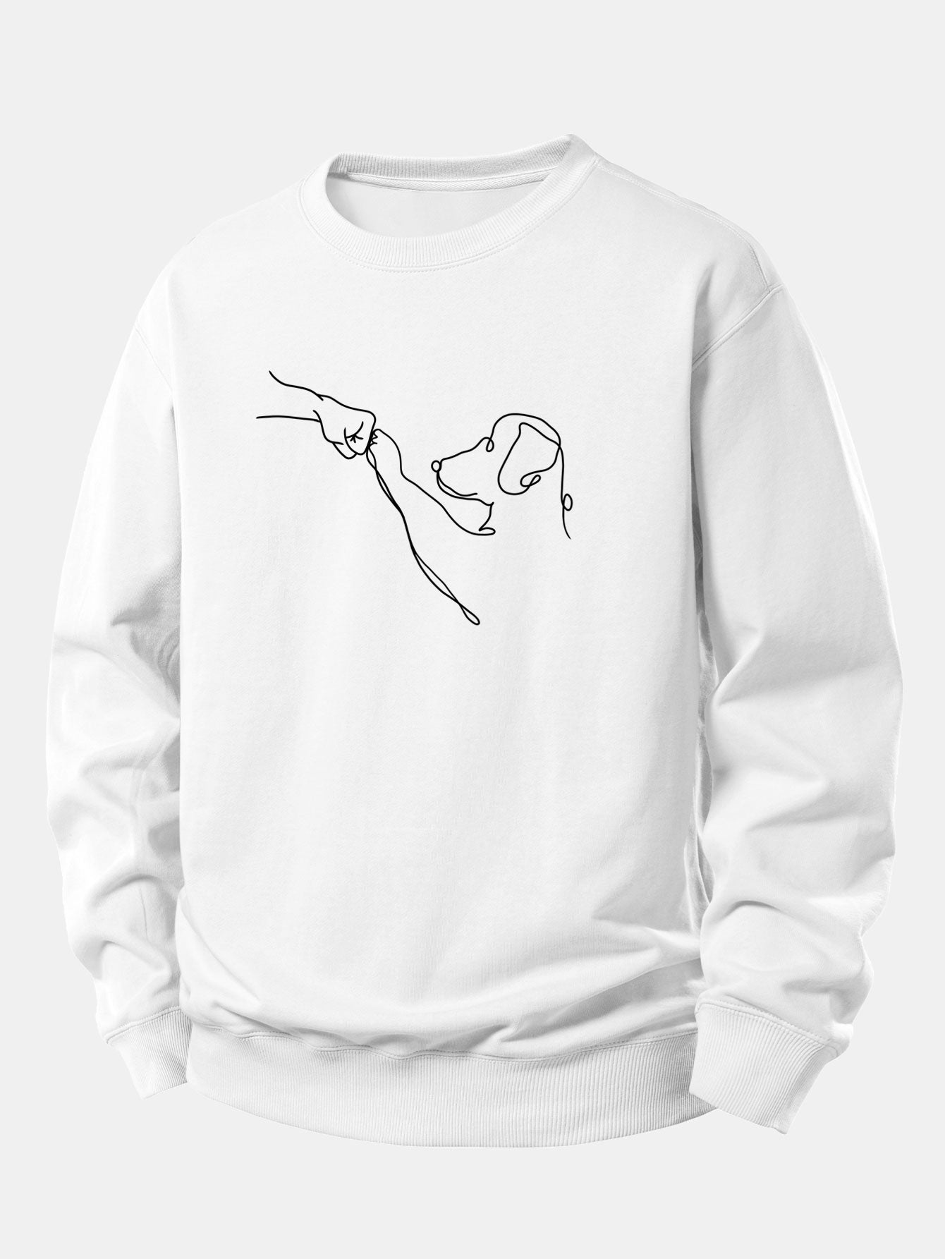 Entspanntes Sweatshirt mit Hund Linienzeichnung