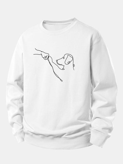 Entspanntes Sweatshirt mit Hund Linienzeichnung