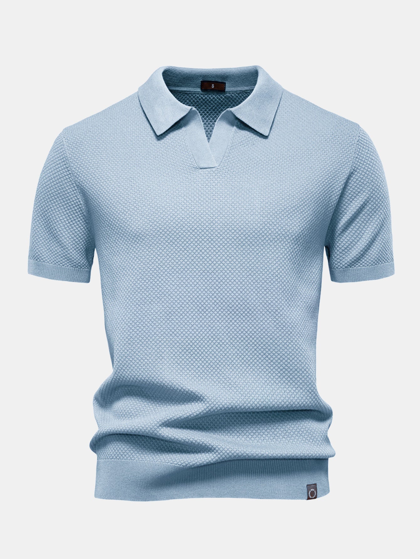 V-Neck Pineapple Pattern Knit Polo