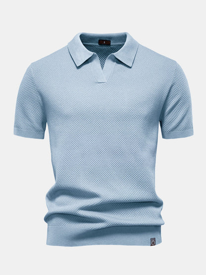 V-Neck Pineapple Pattern Knit Polo