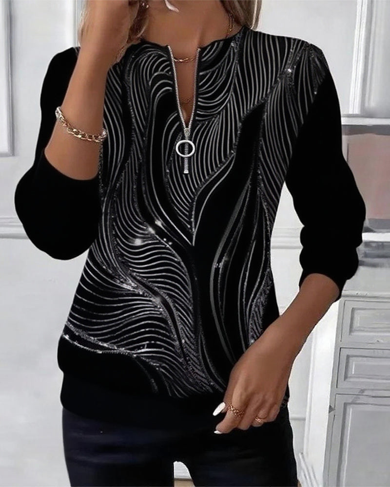 Stutz I Lässiges Bedrucktes Zip-Sweatshirt