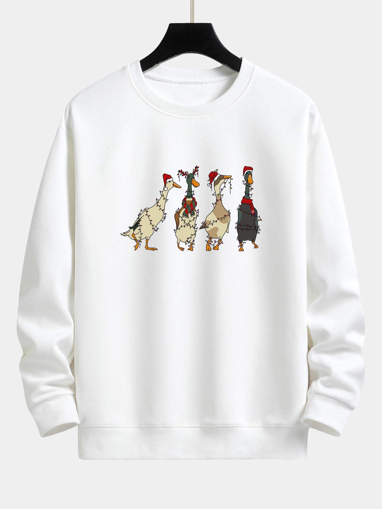 Entenmotiv Sweatshirt mit Weihnachtslichtern - Bequemer Sitz