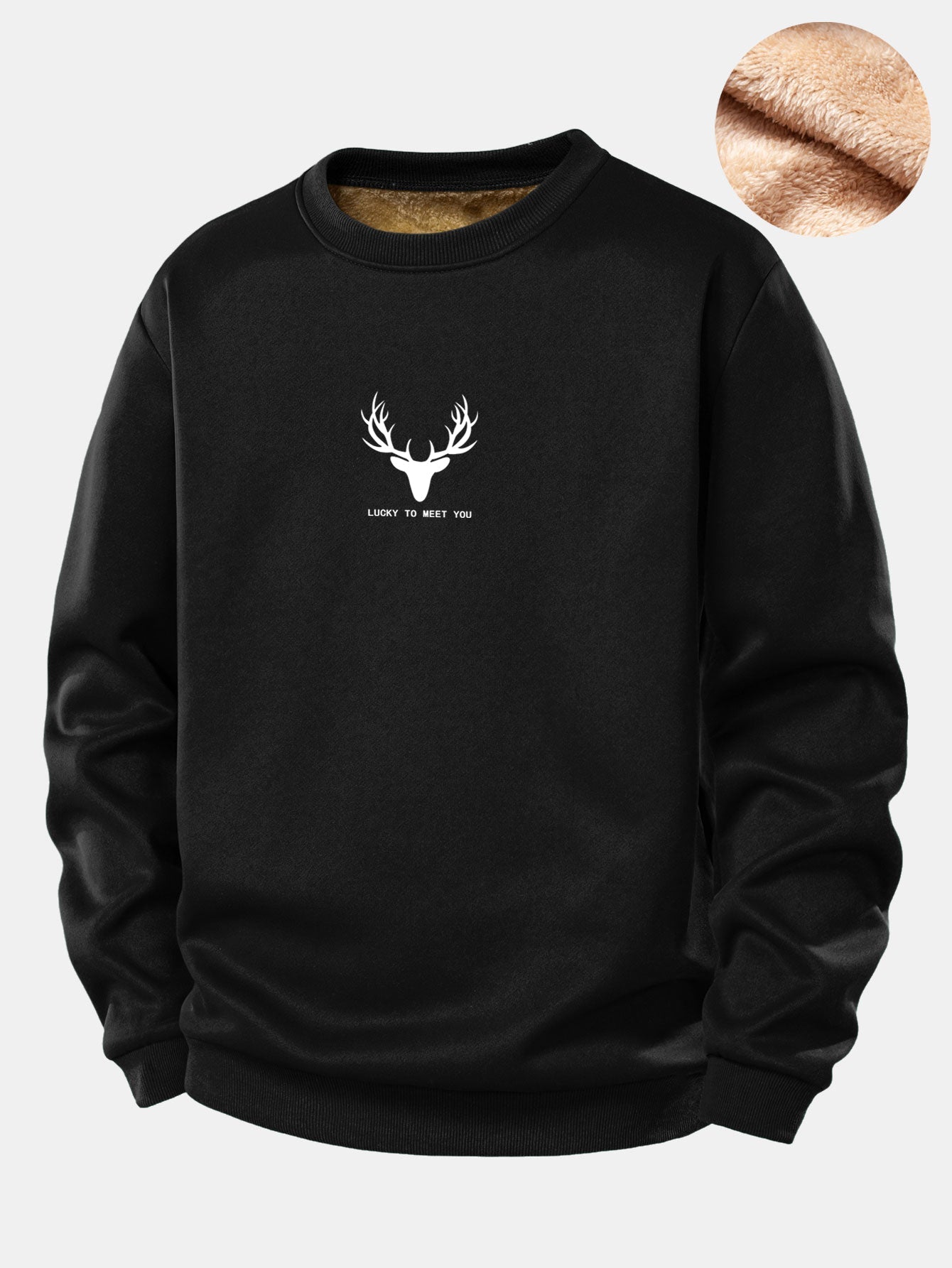 Silhouette Kopf Hirsch Druck Teddy Fleece Gefüttertes Sweatshirt