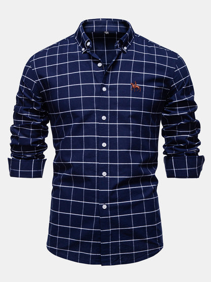 Cowboy Stickerei Baumwolle Kariertes Hemd mit Knöpfen