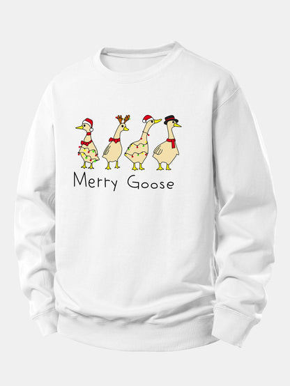 Locker Geschnittenes Sweatshirt mit Weihnachtsente-Design