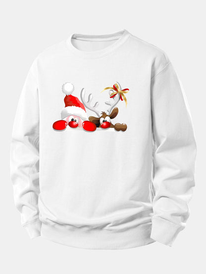 Locker sitzendes Sweatshirt mit Weihnachtsmann- und Rentierdruck
