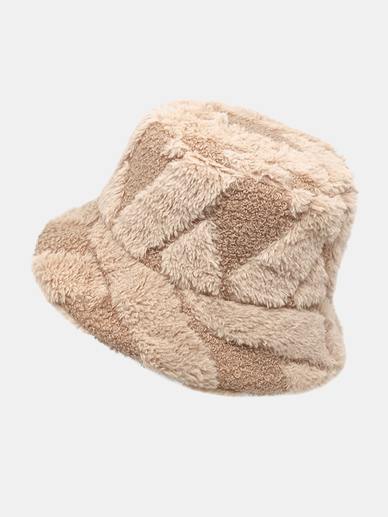 Kontrastfarbige Steppung Plüsch Eimerhut für Wärme