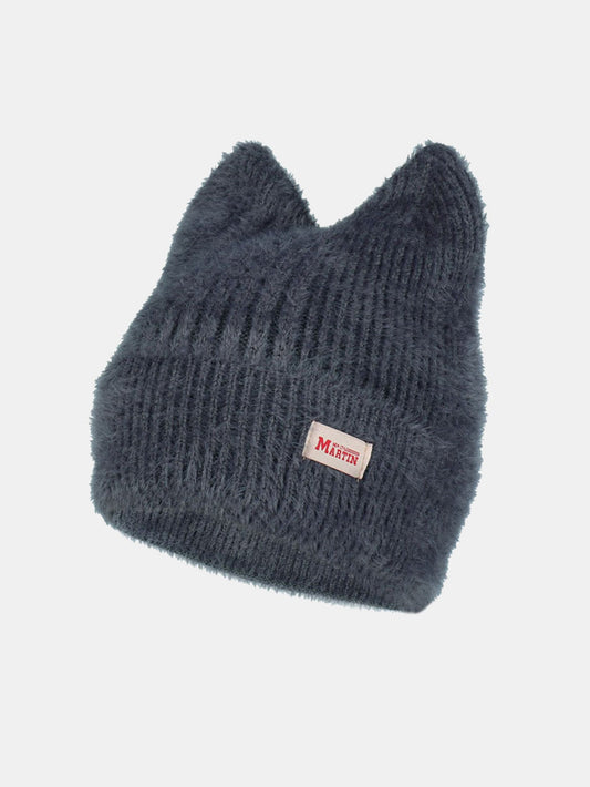 Unisex Plüschmütze mit elastischem, gestricktem Stoff in Katzenohrform