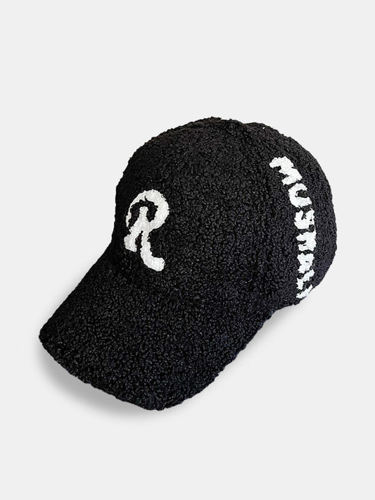 Bestickte R Dekoration Plüsch Warme Baseballkappe
