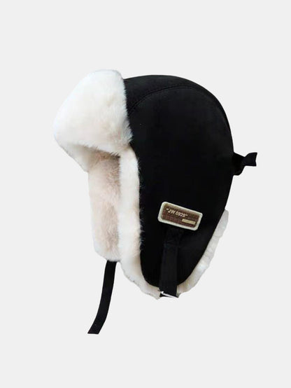 Fleece-Fliegerkappe aus Kunstwildleder – Warme Mütze