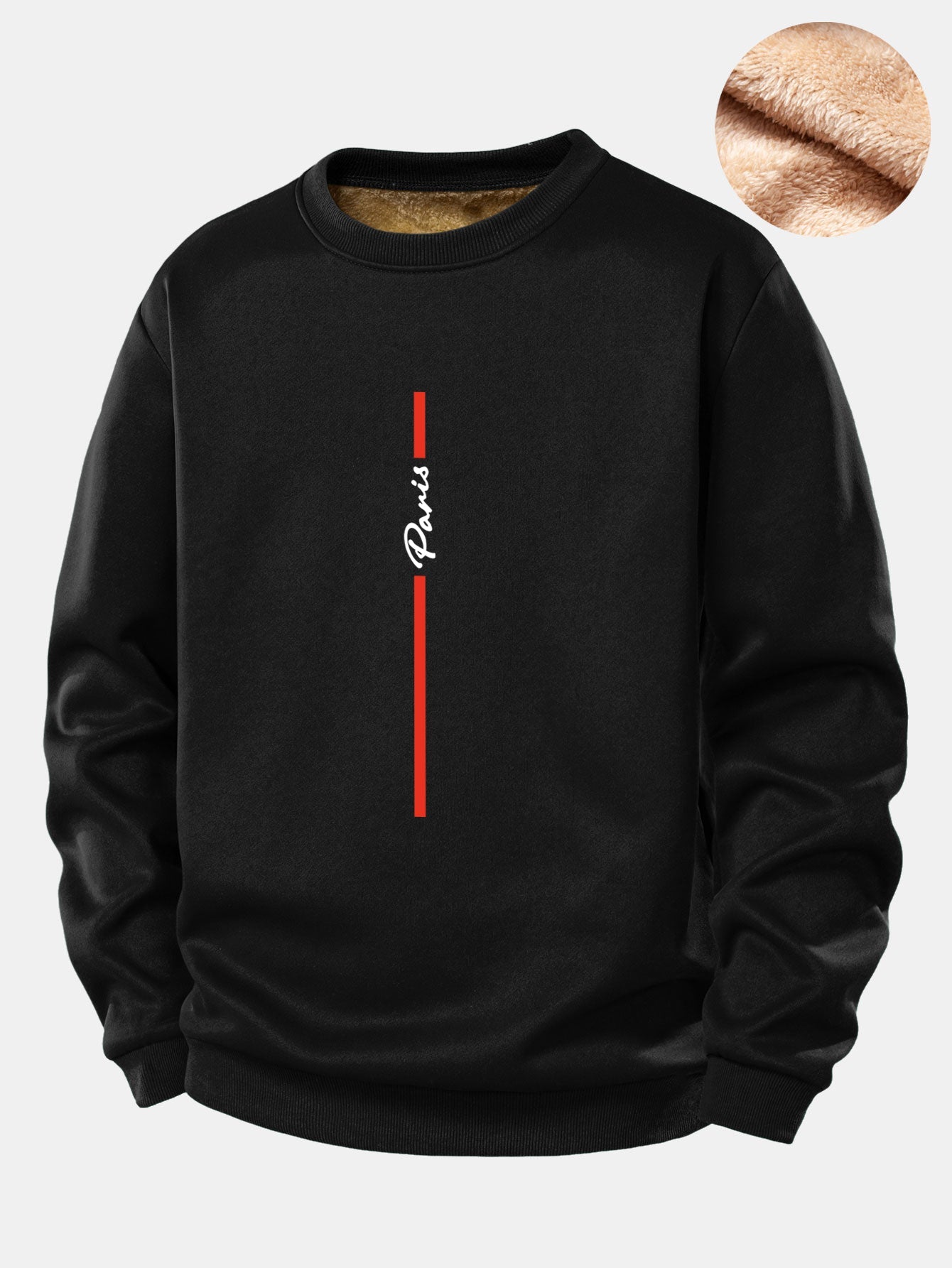 Paris Streifenmuster Teddy Fleece Gefüttertes Sweatshirt