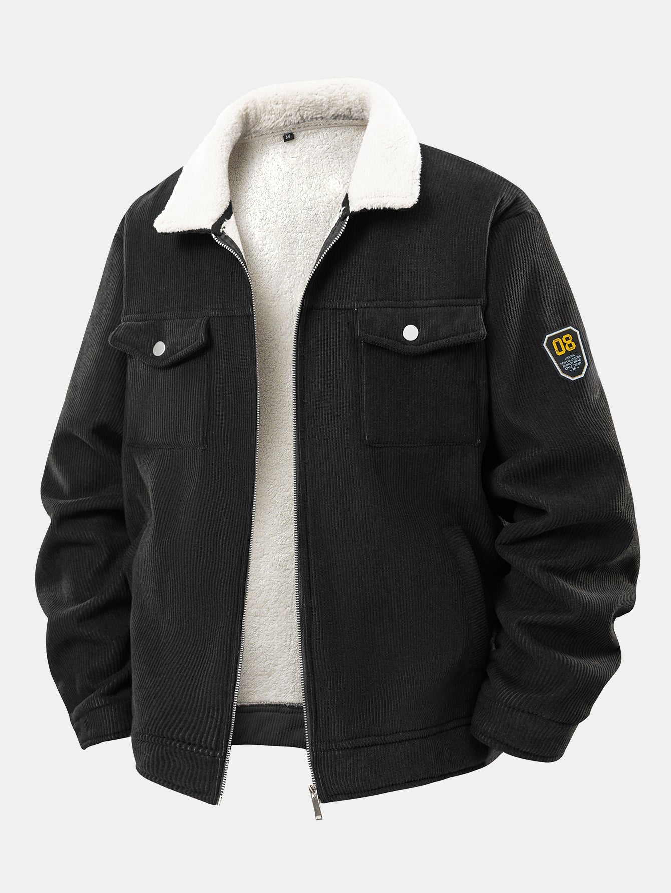 Teddygefütterte Cordjacke mit Reißverschluss