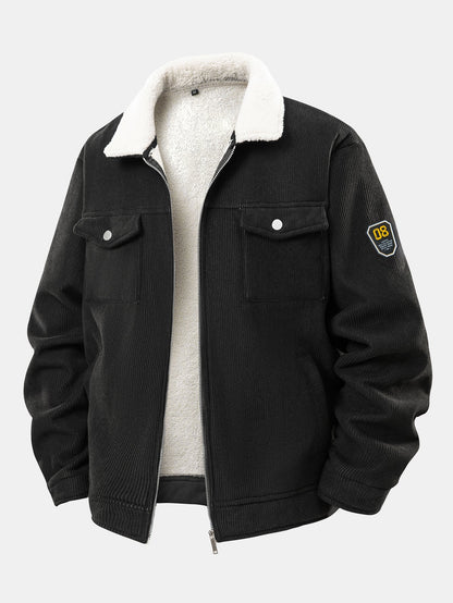 Teddygefütterte Cordjacke mit Reißverschluss