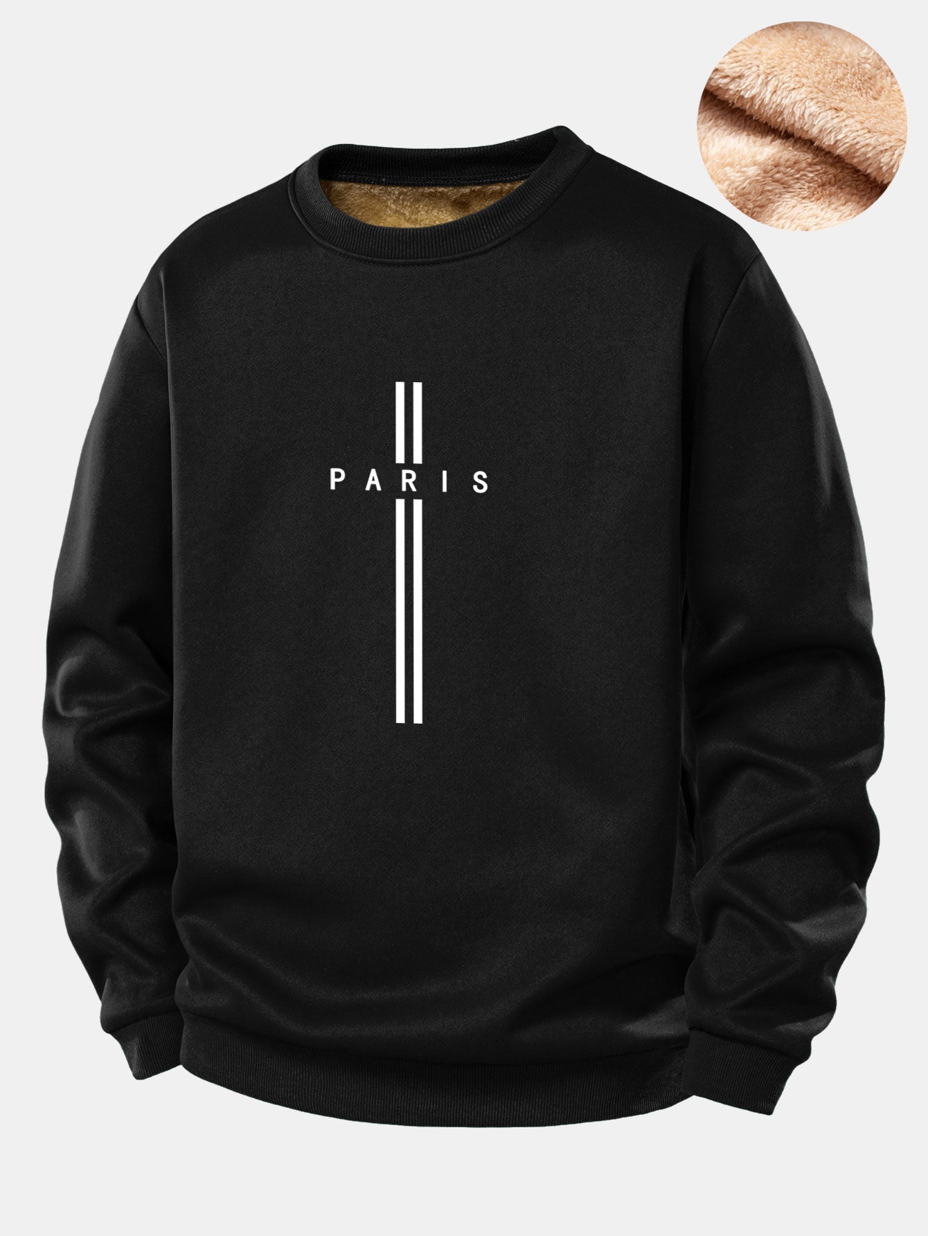 Paris Streifenmuster Teddy Fleece Gefüttertes Sweatshirt