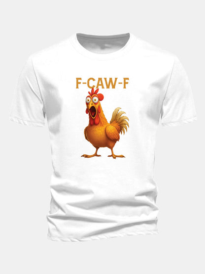 Baumwoll-T-Shirt mit regulärer Passform und Hahn-Design