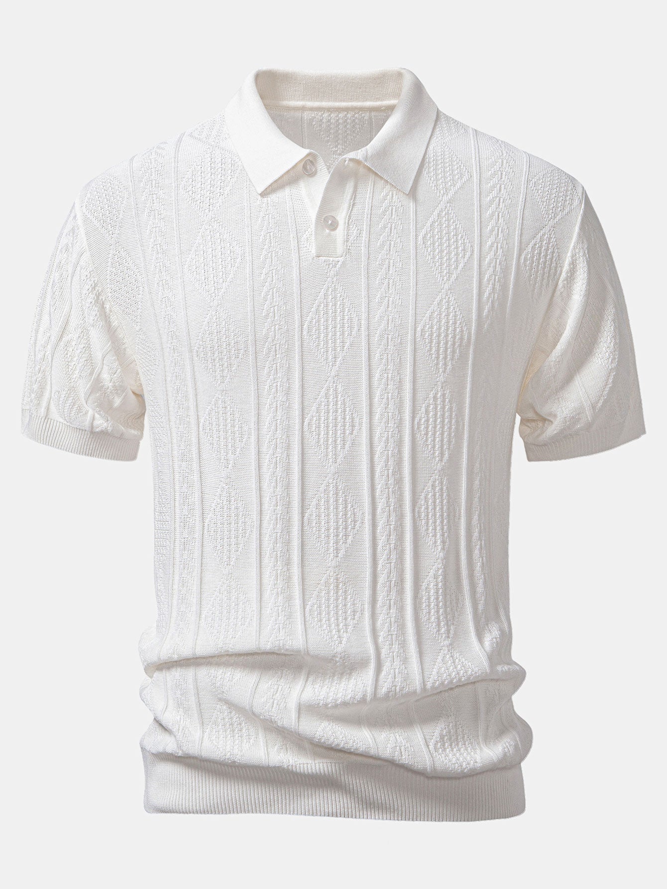 Geometrisches Jacquard-Strickpoloshirt