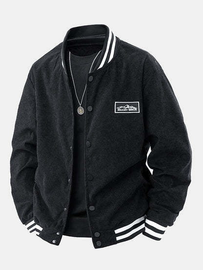 Berg Stickerei Corduroy Baseballjacke