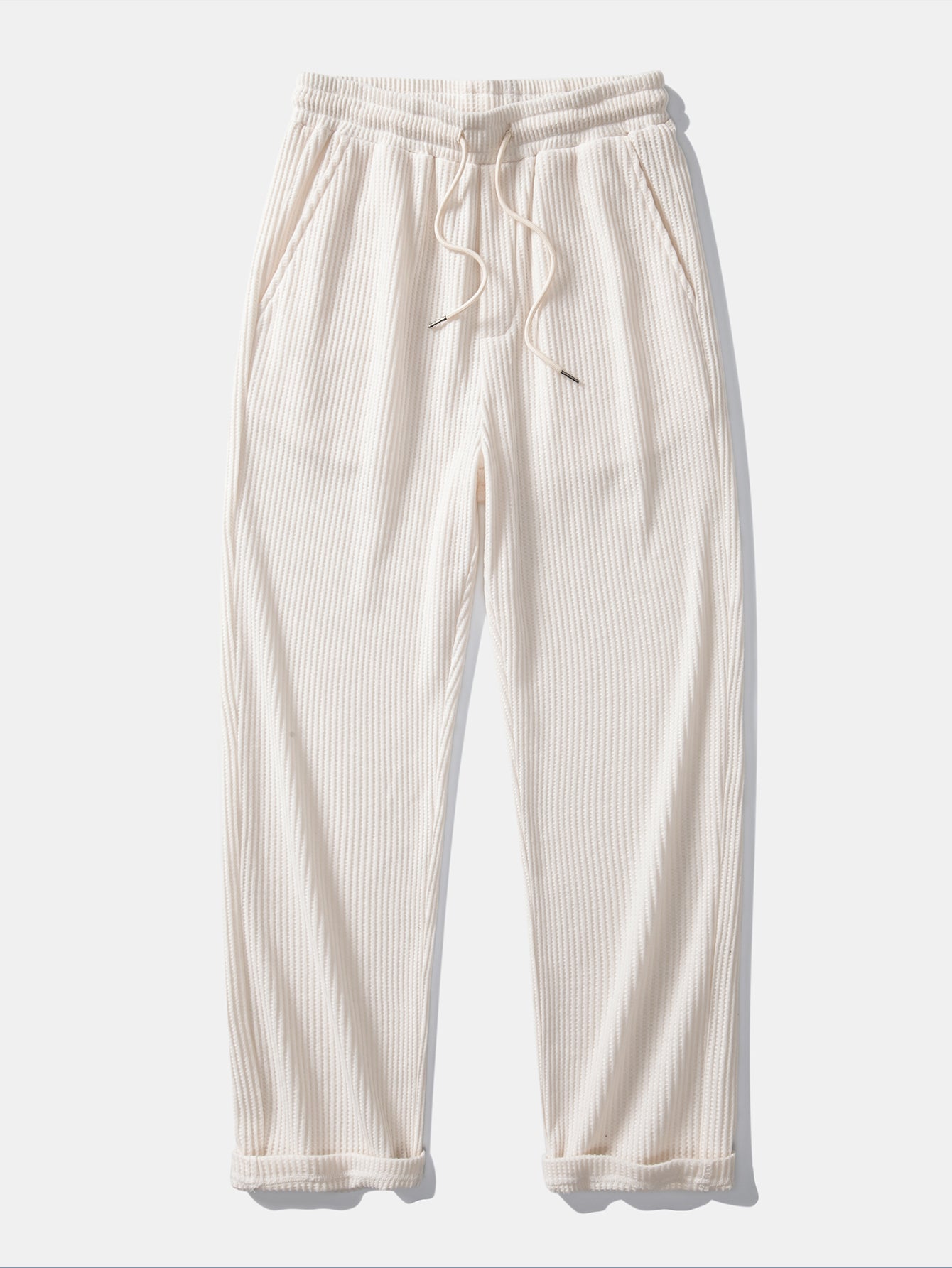 Langärmliges Waffel-Poloshirt und Waffel-Hose mit Kordelzug