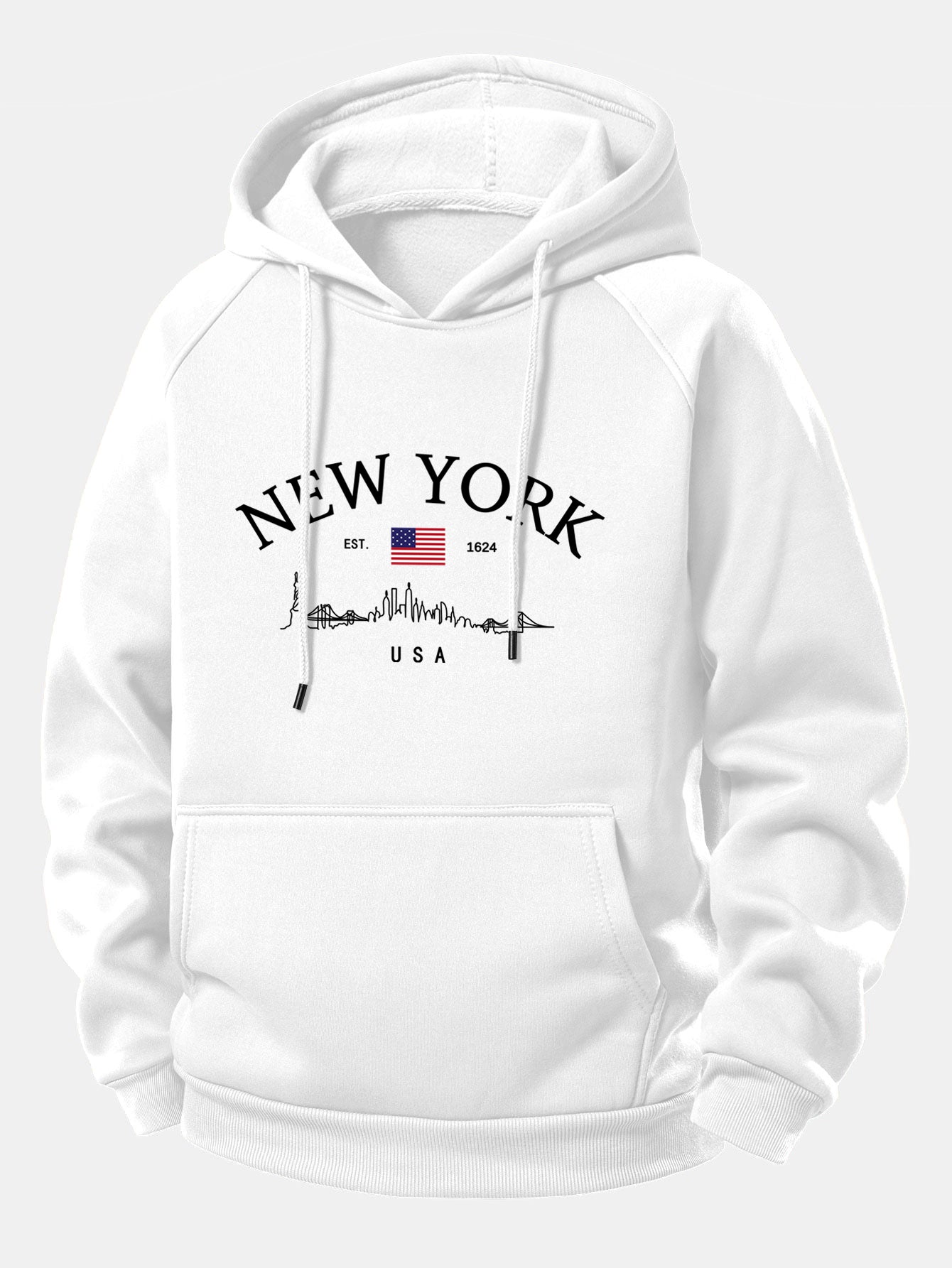New York Druck Kordelzug Kapuzenpullover
