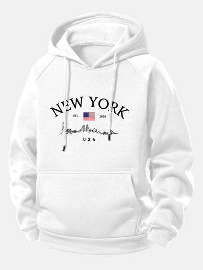 New York Druck Kordelzug Kapuzenpullover