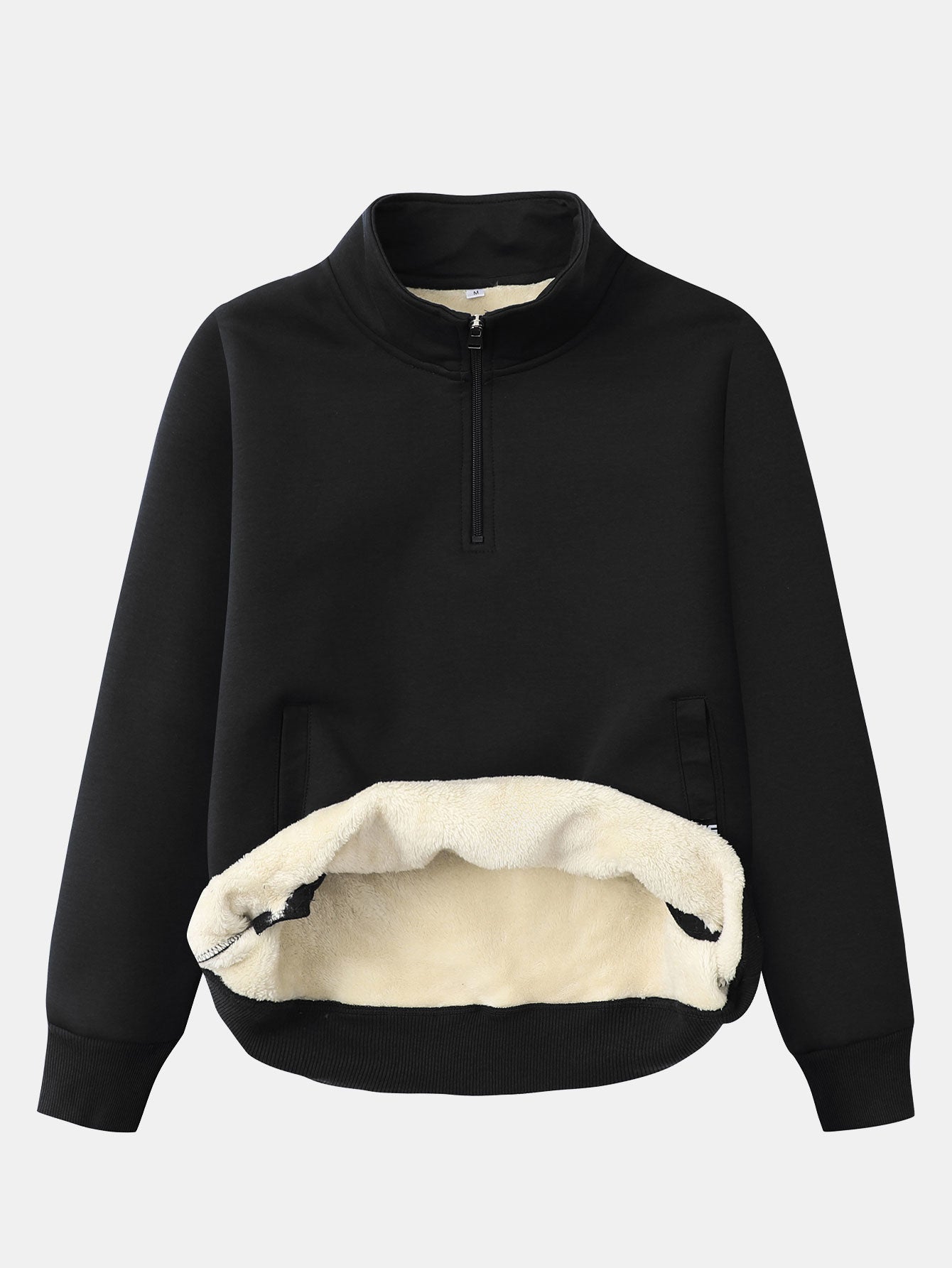 Fleecegefülltes Teddy-Sweatshirt mit Viertel-Reißverschluss
