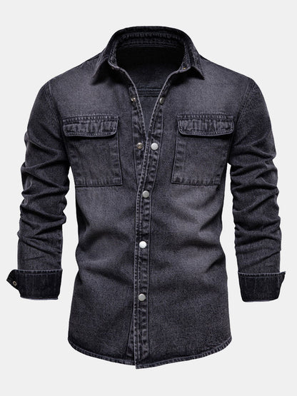 Gewaschenes Denim-Overshirt mit praktischen Taschen