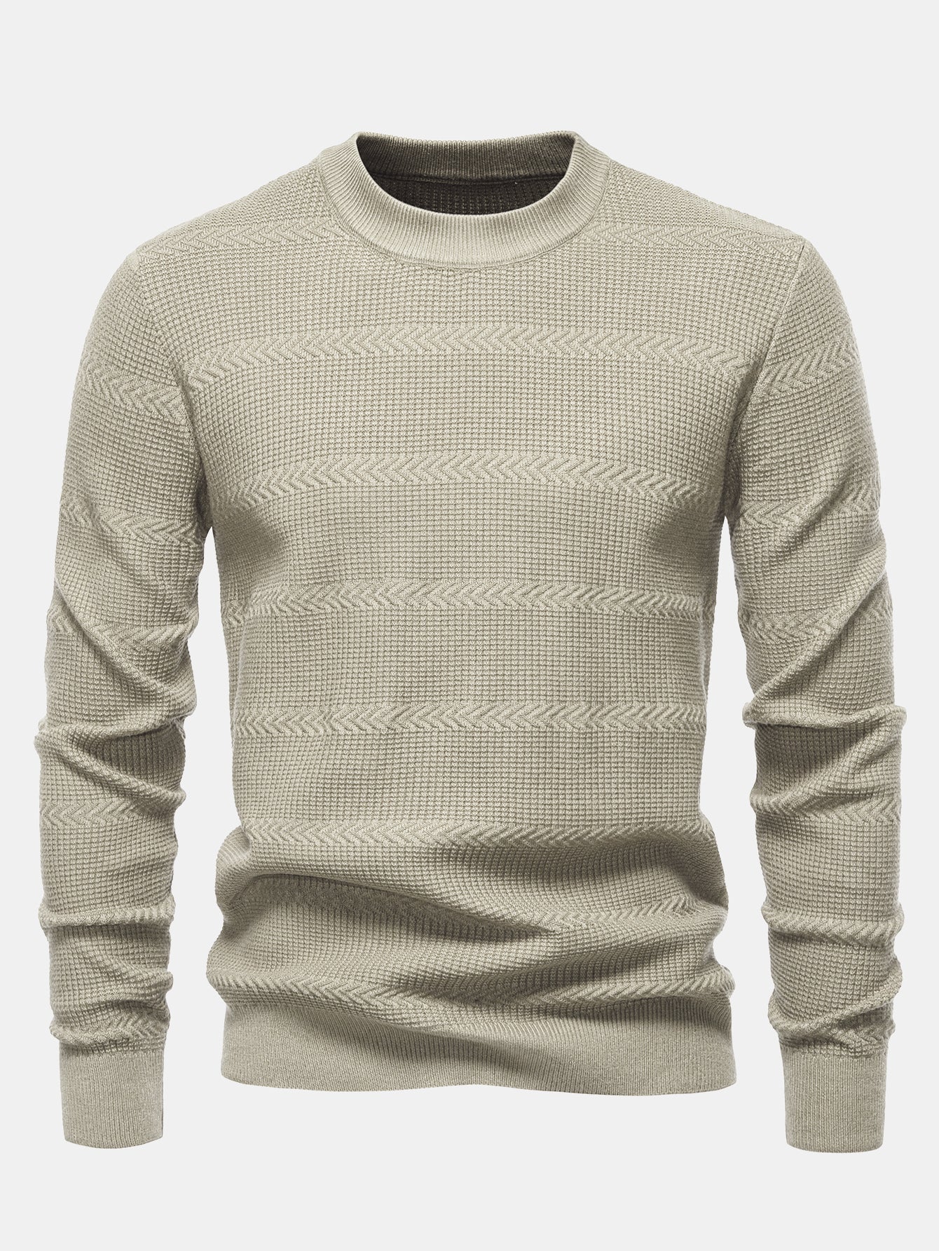 Geometrischer Jacquard Rundhals Sweater