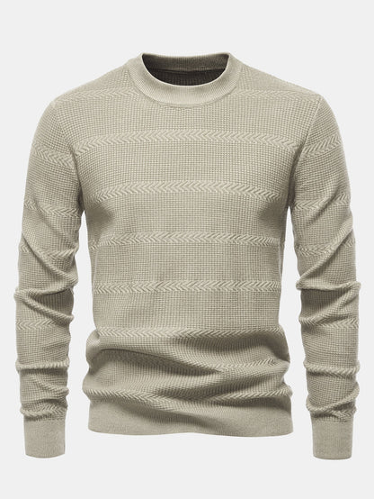 Geometrischer Jacquard Rundhals Pullover