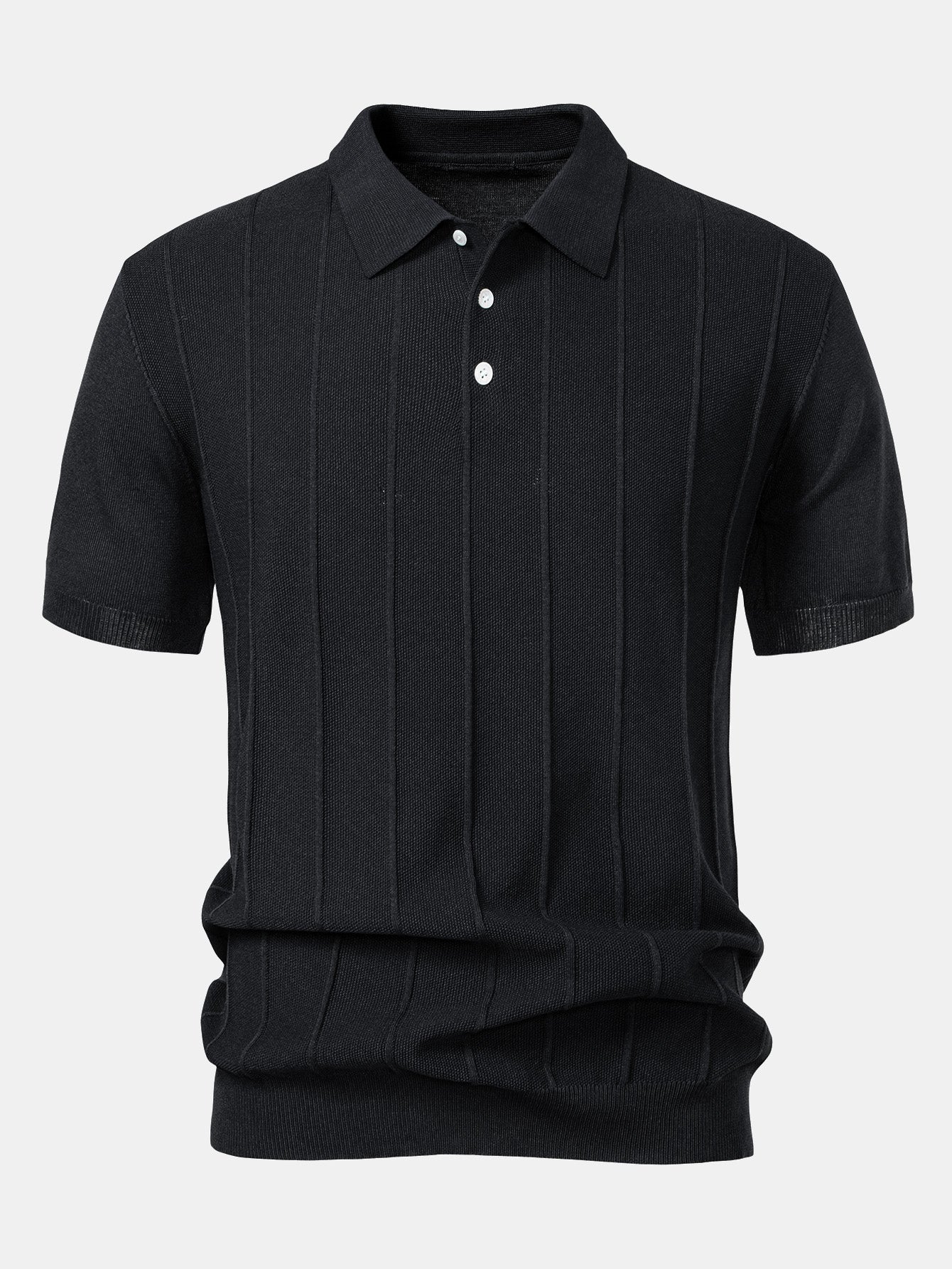 Gestreiftes Jacquard-Polo mit gerader, gerippter Hose
