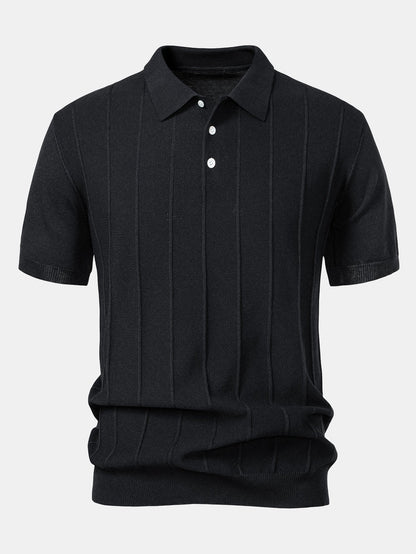 Gestreiftes Jacquard-Polo mit gerader, gerippter Hose