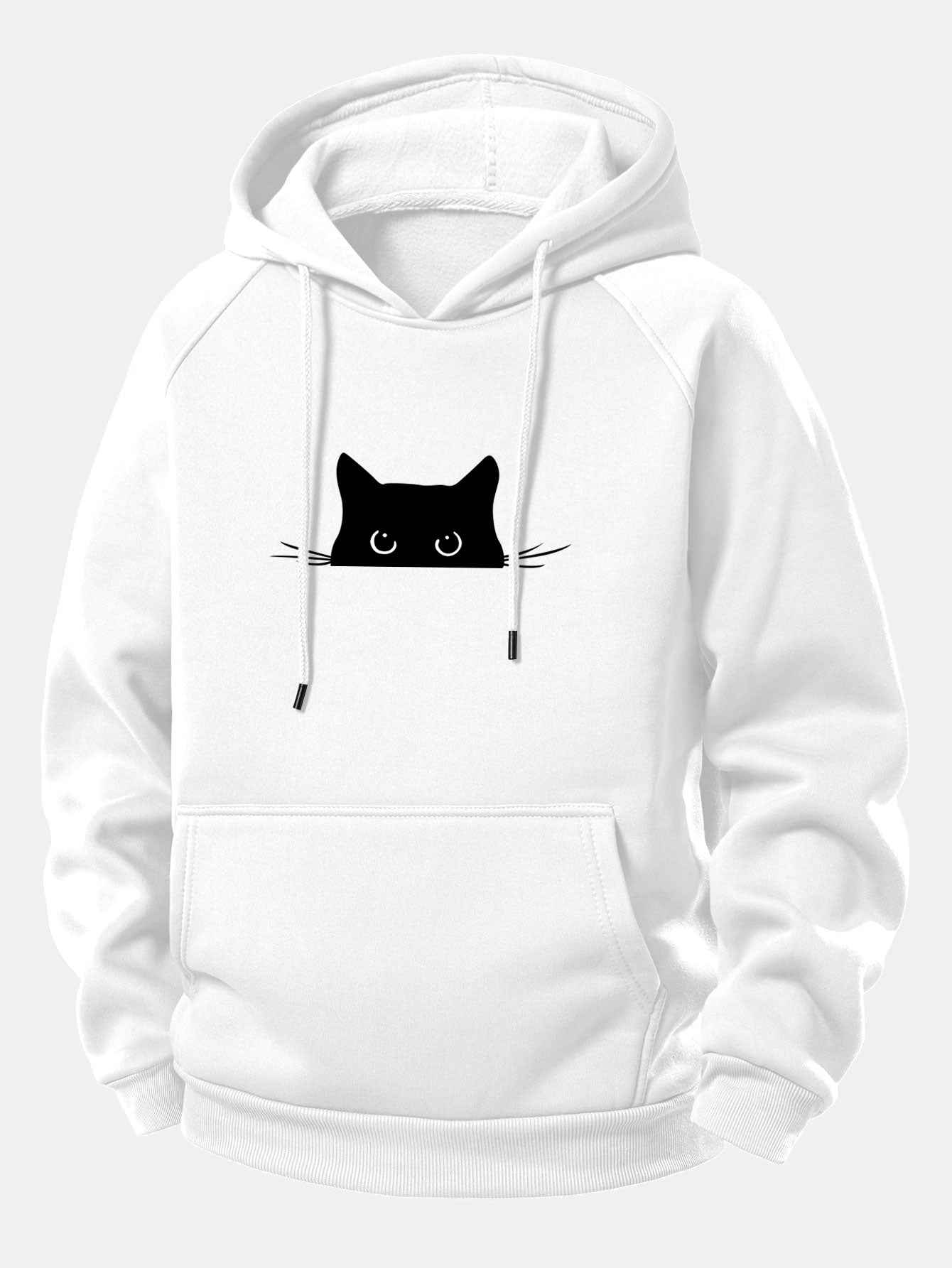 Hoodie mit Kordelzug und schwarzem Katzen-Design
