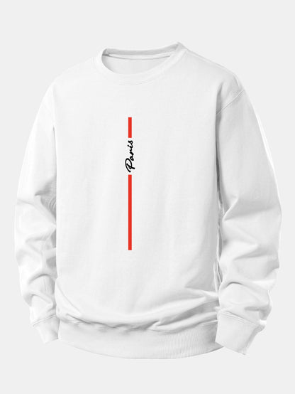 Paris Streifenmuster Locker sitzendes Sweatshirt