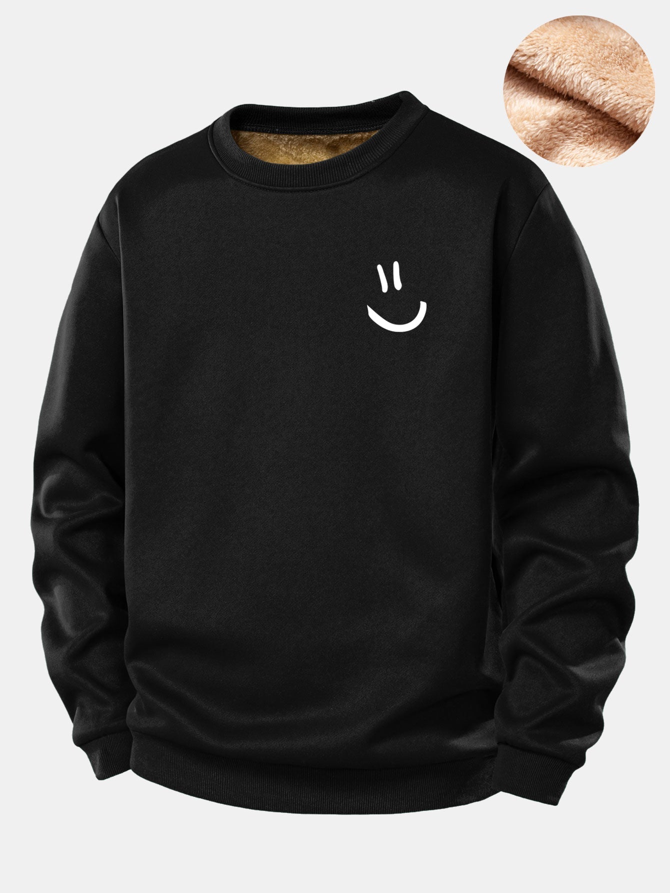 Smiley-Gesicht Druck Fleece Sweatshirt mit Teddy-Futter