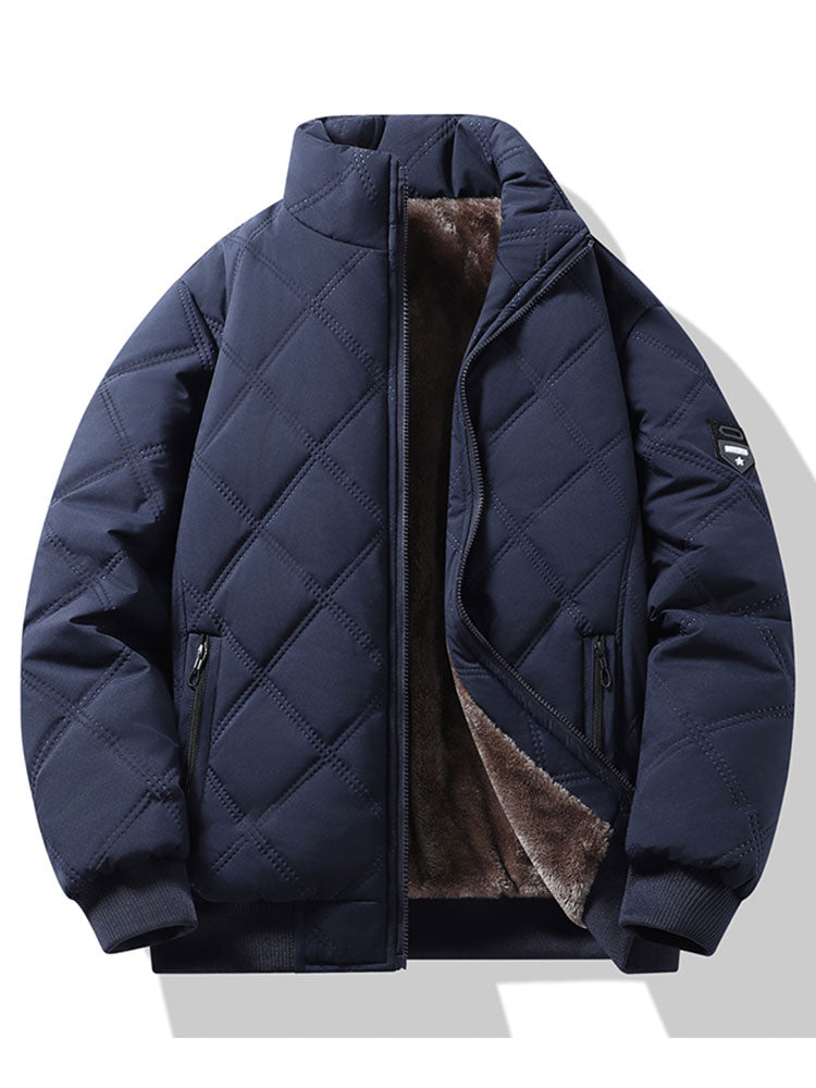 Steppjacke mit Stehkragen und Kunstfellfutter