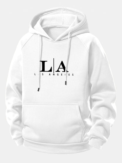 Bedruckter Kordelzug-Hoodie mit Los Angeles Design