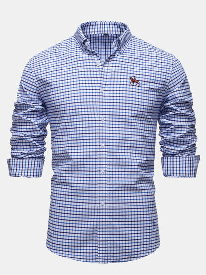 Cowboy Stickerei Baumwolle Kariertes Hemd mit Knöpfen