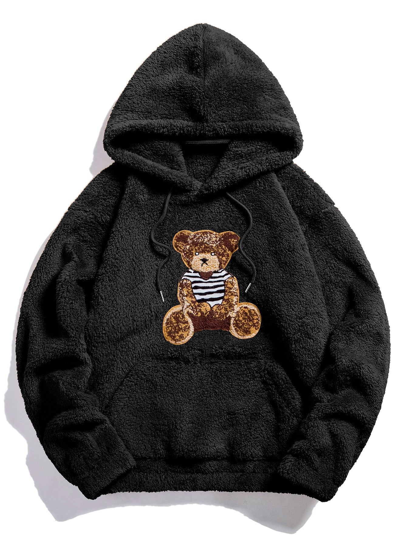 Bestickter Teddy Hoodie mit Bärenmotiv