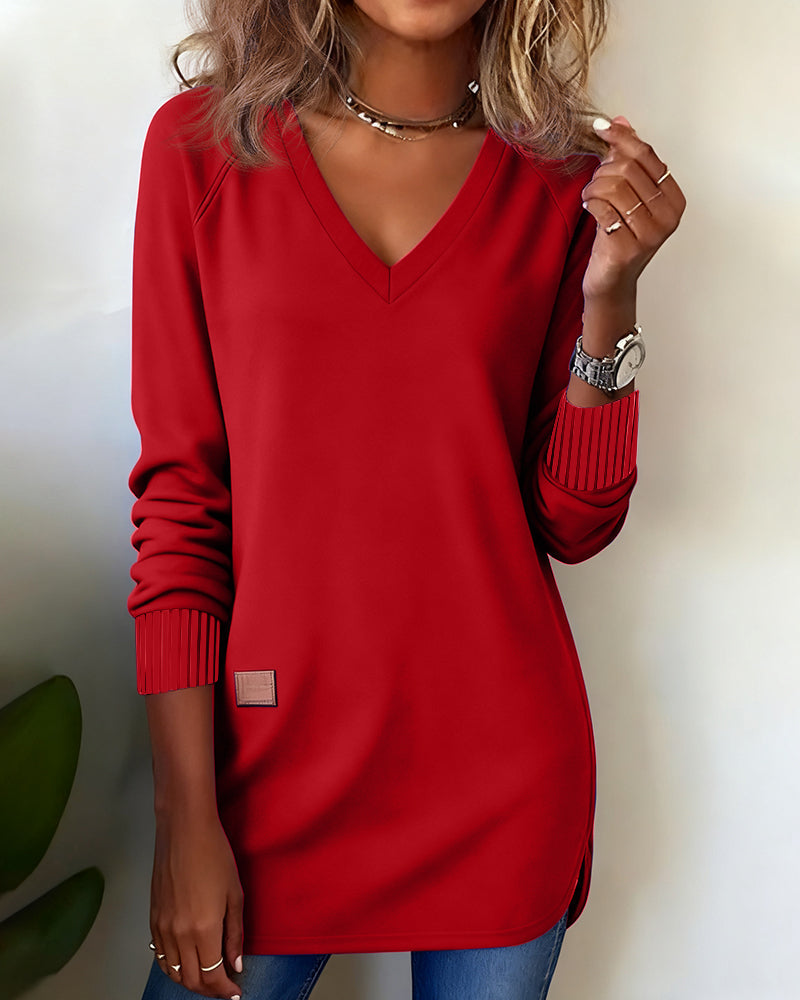 Stutz I Modisches Sweatshirt mit V-Ausschnitt