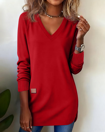 Stutz I Modisches Sweatshirt mit V-Ausschnitt