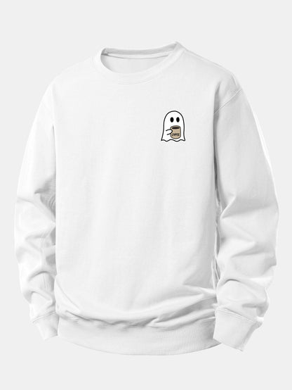 Relaxed Fit Sweatshirt with Ghost Coffee Design