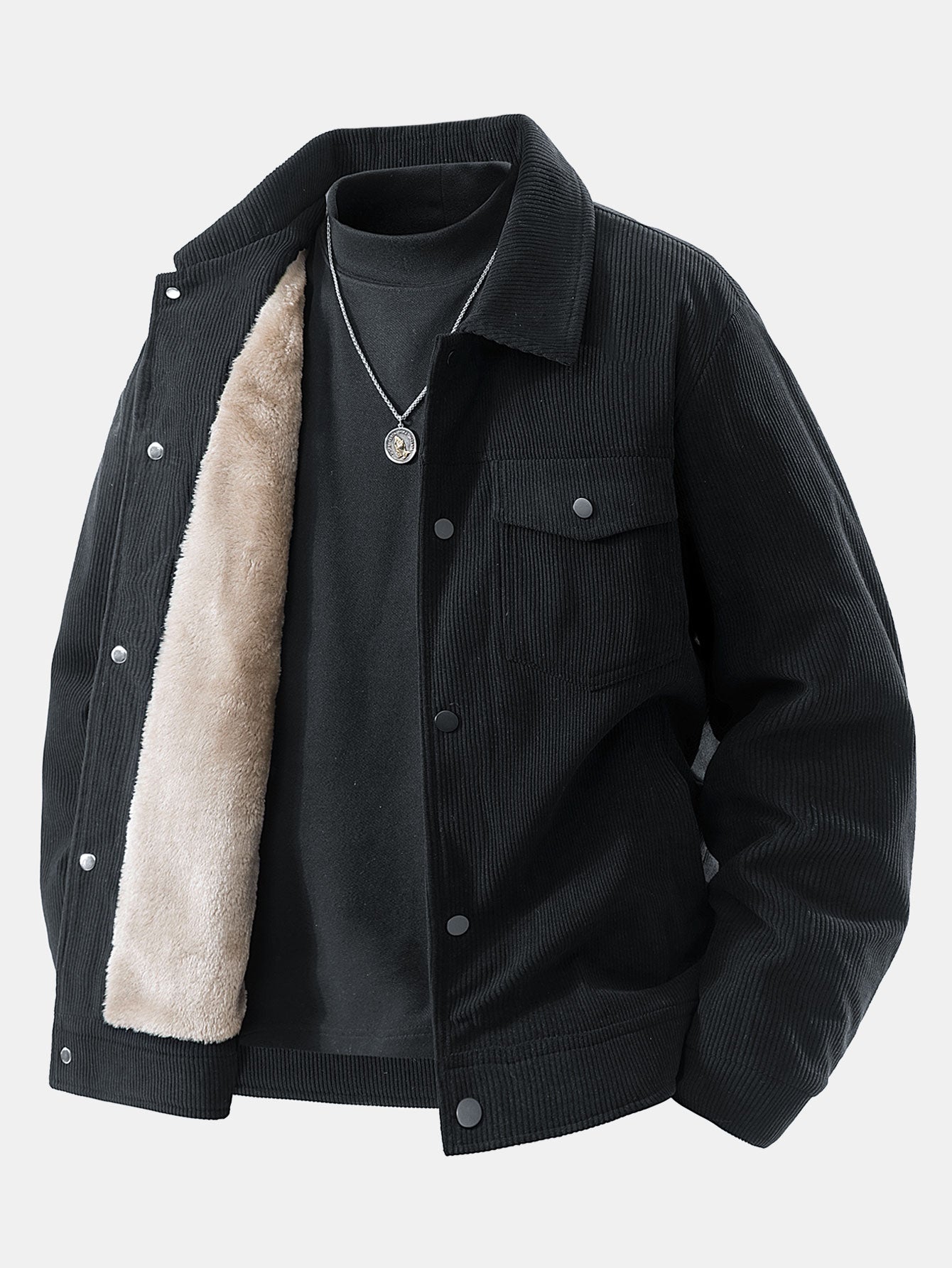 Teddygefütterte Cordjacke mit Taschen