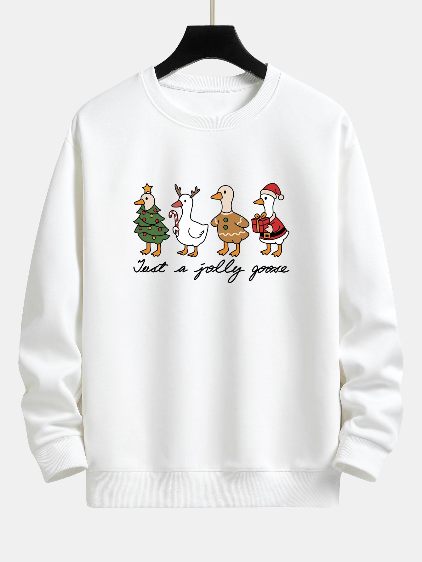 Weihnachtsente Druck Locker Geschnittenes Sweatshirt