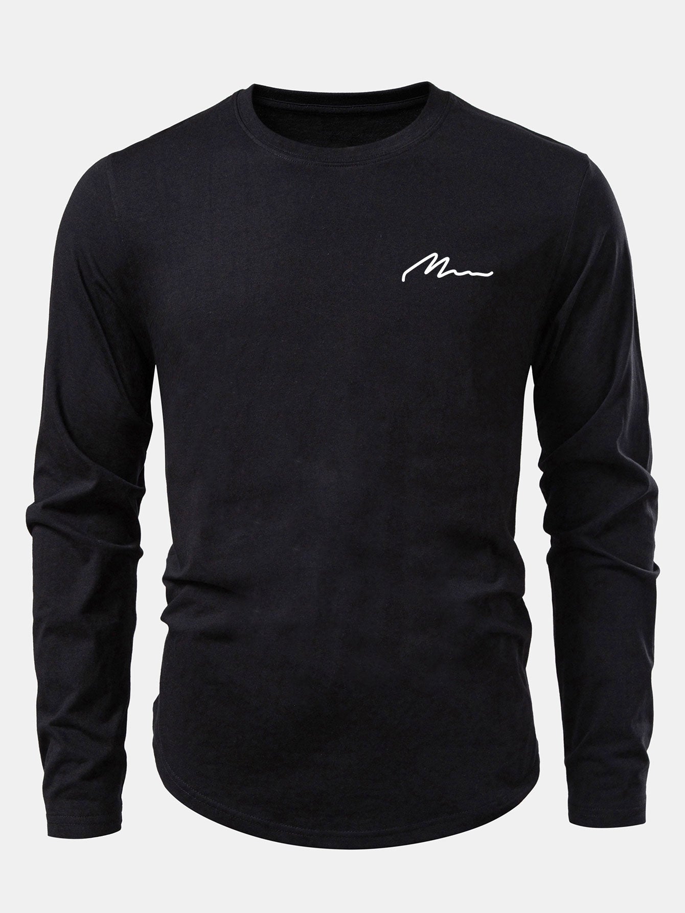 Herren bedrucktes Baumwoll-T-Shirt mit abgerundetem Saum