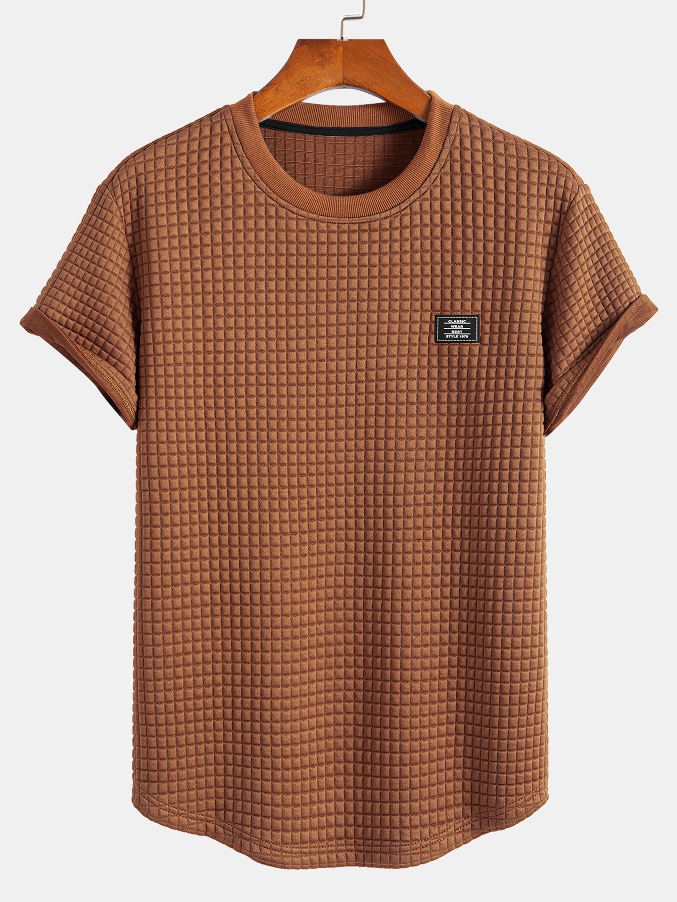 Kurzarm-T-Shirt mit Waffel-Arc-Saum