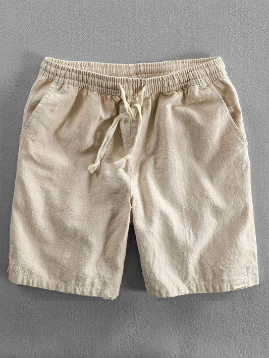Shorts aus Leinen-Baumwoll-Mix mit verstellbarem Kordelzug